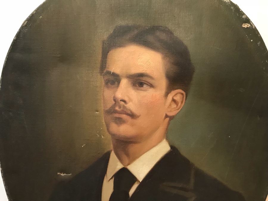 Vintage Original Oil Painting Portrait With Information On Back 21'W x 25.5'H [Photo 3]