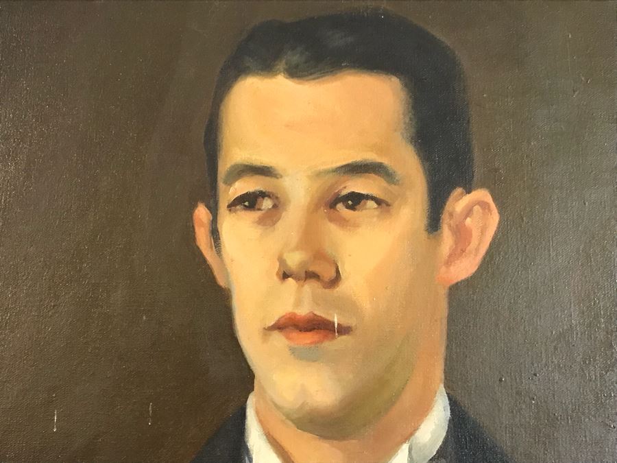 Vintage Original Oil Painting Of Man Holding Violin Signed Lower Right Buck 32' X 42' [Photo 2]