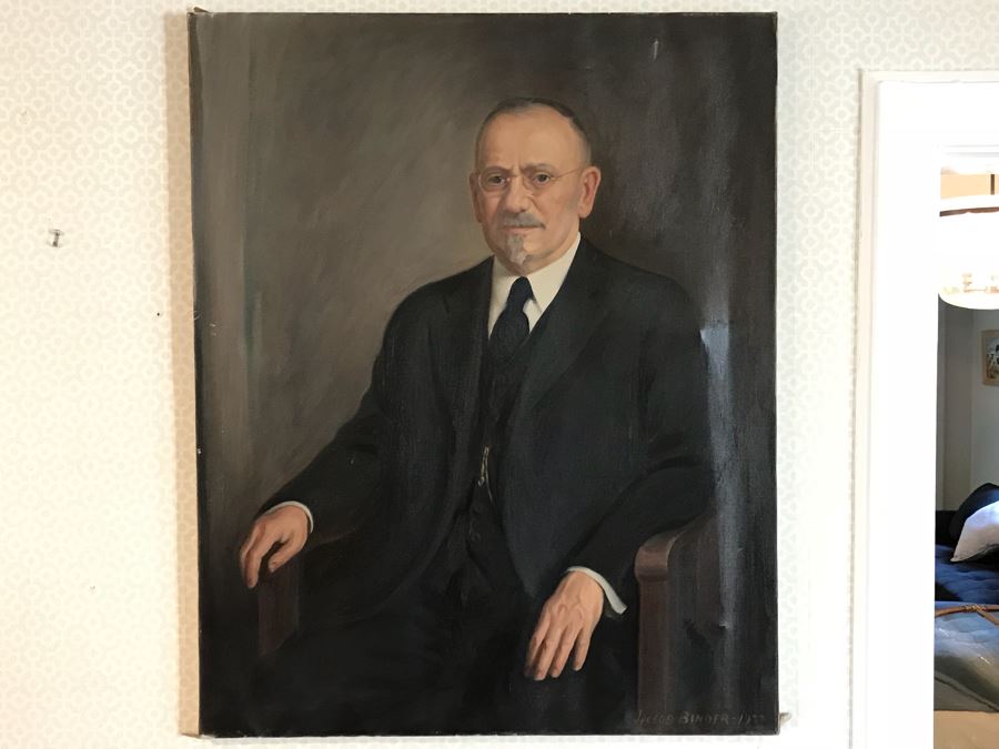 Vintage 1933 Original Oil Painting Portrait Signed Jacob Binder (1887-1984) Sold At East Coast Auction In 2014 With Frame For $688 33' X 41' [Photo 1]