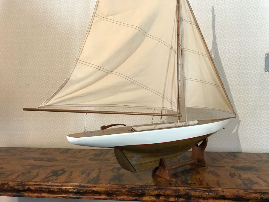 Large Wooden Sailing Ship Model With Stand 43'L X 39'H [Photo 11]
