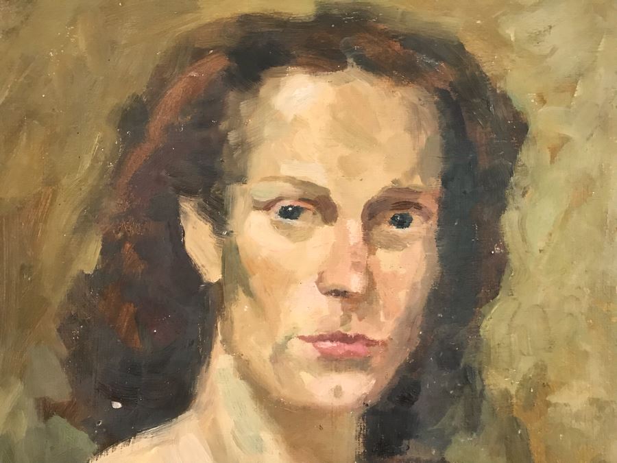 Vintage Double Sided Original Portrait Oil Painting With Woman On One Side And Man On Other 12' X 15.5' [Photo 7]