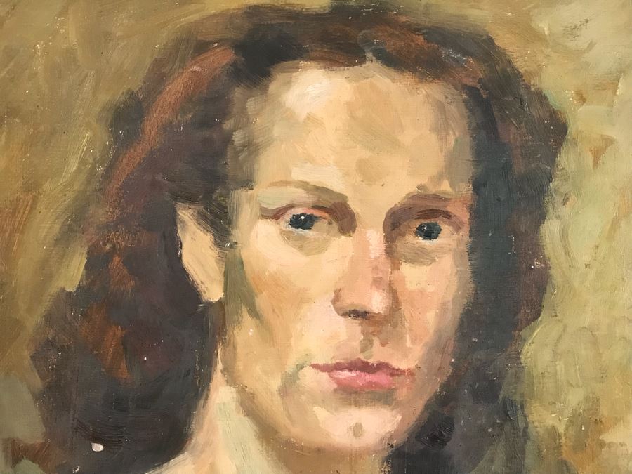 Vintage Double Sided Original Portrait Oil Painting With Woman On One Side And Man On Other 12' X 15.5' [Photo 9]