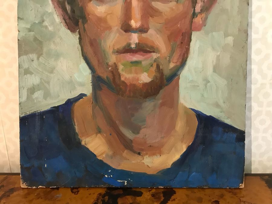 Vintage Double Sided Original Portrait Oil Painting With Woman On One Side And Man On Other 12' X 15.5' [Photo 4]