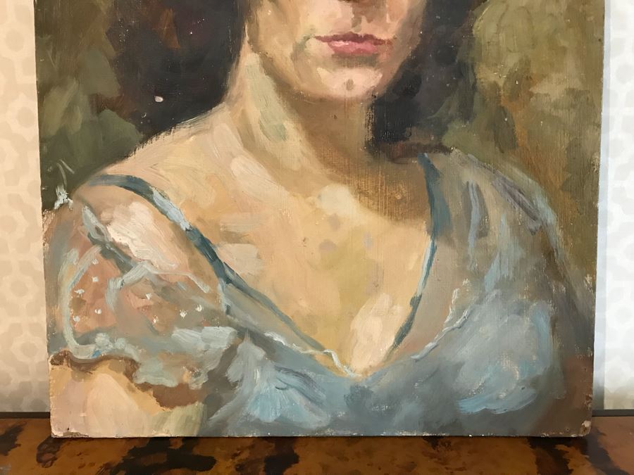 Vintage Double Sided Original Portrait Oil Painting With Woman On One Side And Man On Other 12' X 15.5' [Photo 8]