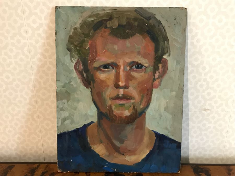 Vintage Double Sided Original Portrait Oil Painting With Woman On One Side And Man On Other 12' X 15.5' [Photo 2]