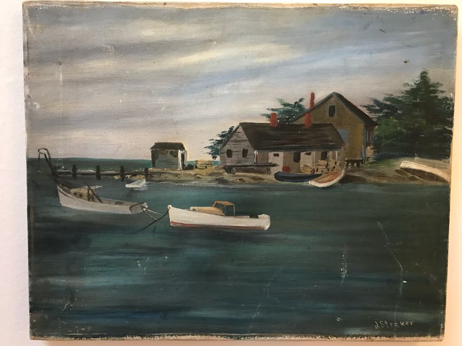 Vintage Original Nautical Painting Signed Lower Right 20' X 16' [Photo 2]