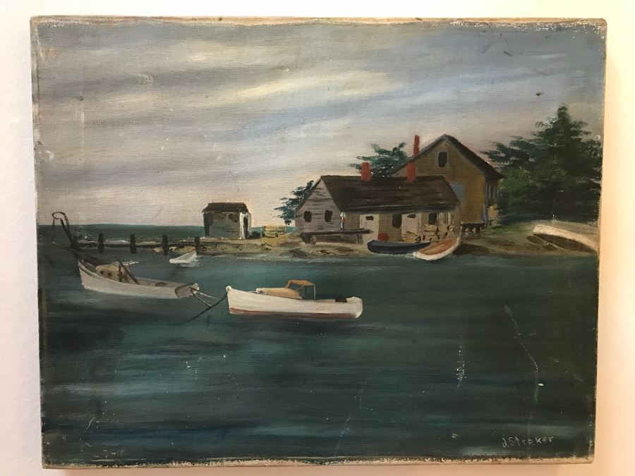 Vintage Original Nautical Painting Signed Lower Right 20' X 16' [Photo 1]