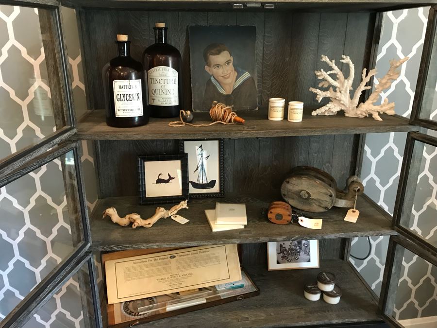 Medicine Cabinet Style Wood And Metal Cabinet With Glass Front Doors And Glass Sides For Nice Lighting (Sold Empty) 44.5'W x 15.5'D x 69'H [Photo 7]