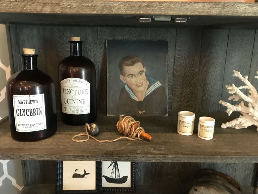 Medicine Cabinet Style Wood And Metal Cabinet With Glass Front Doors And Glass Sides For Nice Lighting (Sold Empty) 44.5'W x 15.5'D x 69'H [Photo 8]