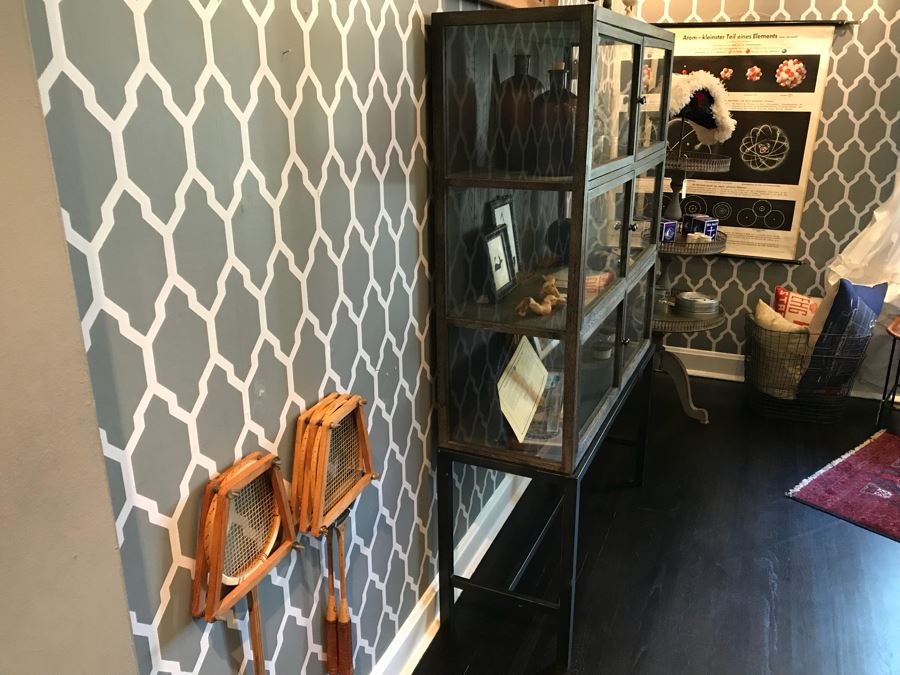 Medicine Cabinet Style Wood And Metal Cabinet With Glass Front Doors And Glass Sides For Nice Lighting (Sold Empty) 44.5'W x 15.5'D x 69'H [Photo 3]