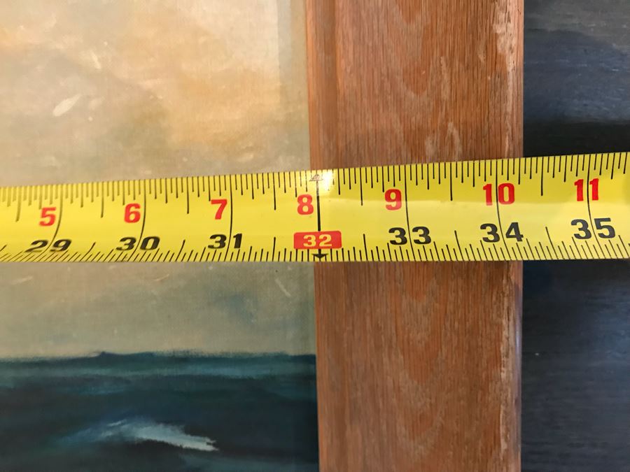 Vintage 1960 Original Oil Painting Of Sailing Ship At Sea Signed Bristol 34' X 28' [Photo 9]