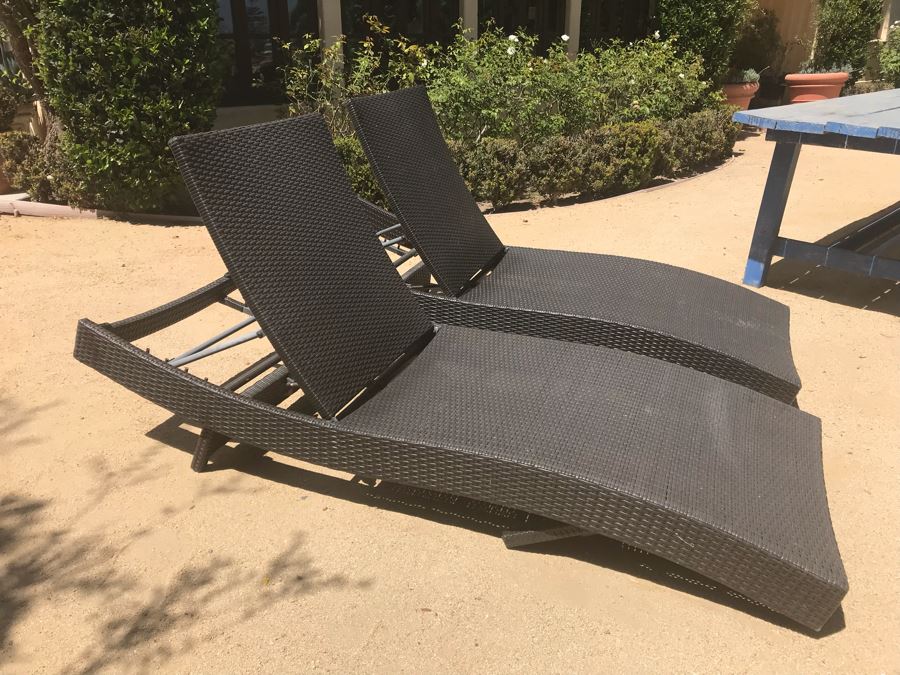 Outdoor All-Weather Adjustable Chaise Lounge Set Of (2) 80' x 30' (17' - 40'H) [Photo 1]