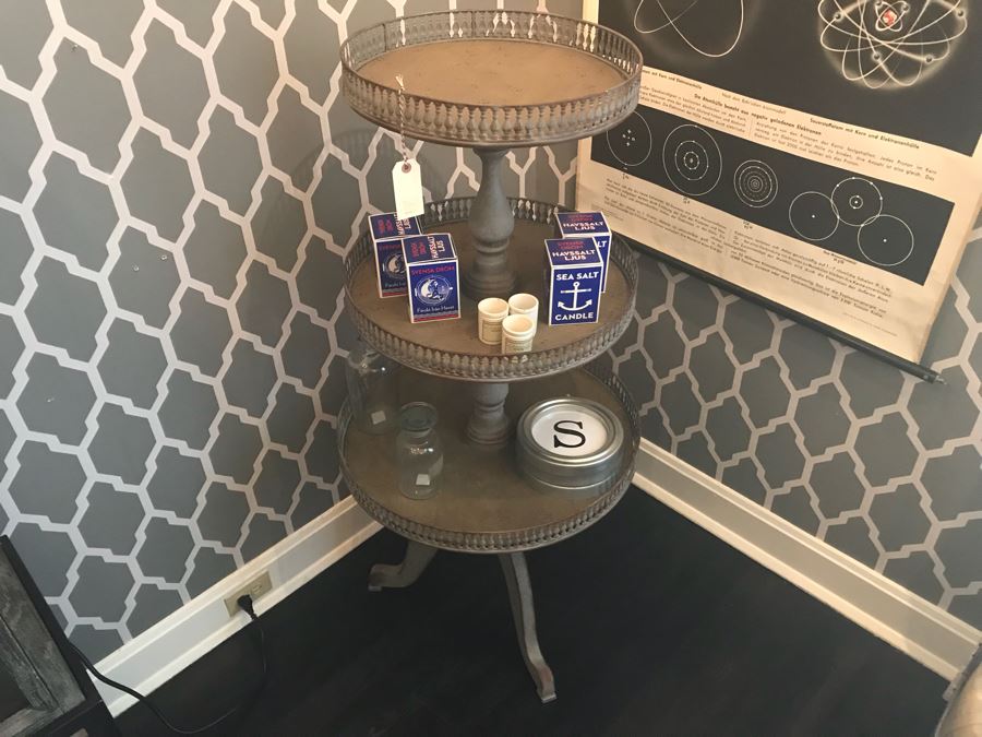 Painted Metal 3-Tier Stand (Sold Empty) 50.5'H (top 17', middle 20', bottom  24') [Photo 2]