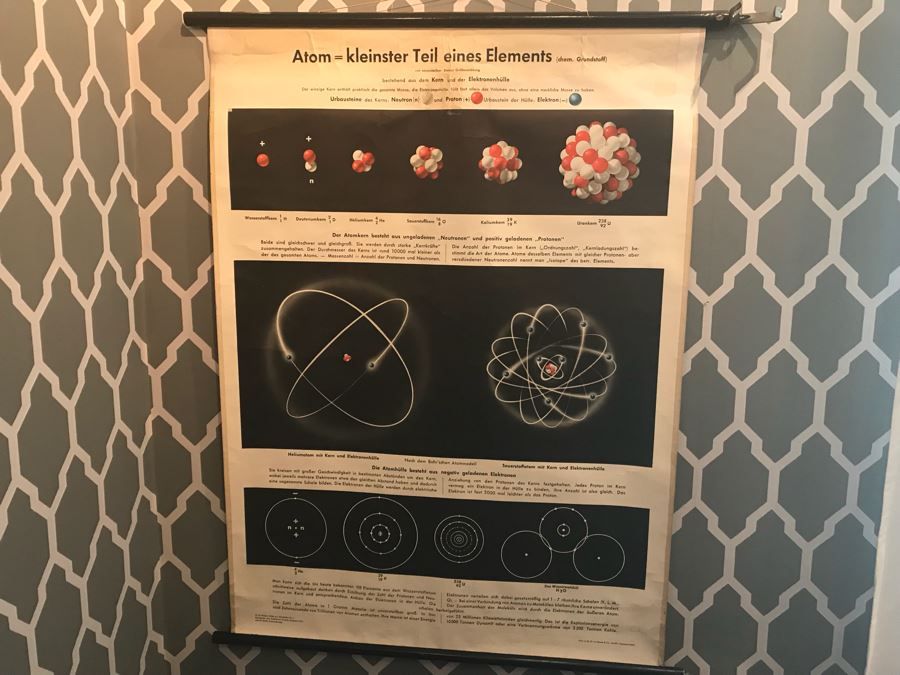 Vintage 1954 German Scientific Atoms School Learning Chart By Dr. Te Neues & Co 33' x 46' [Photo 1]
