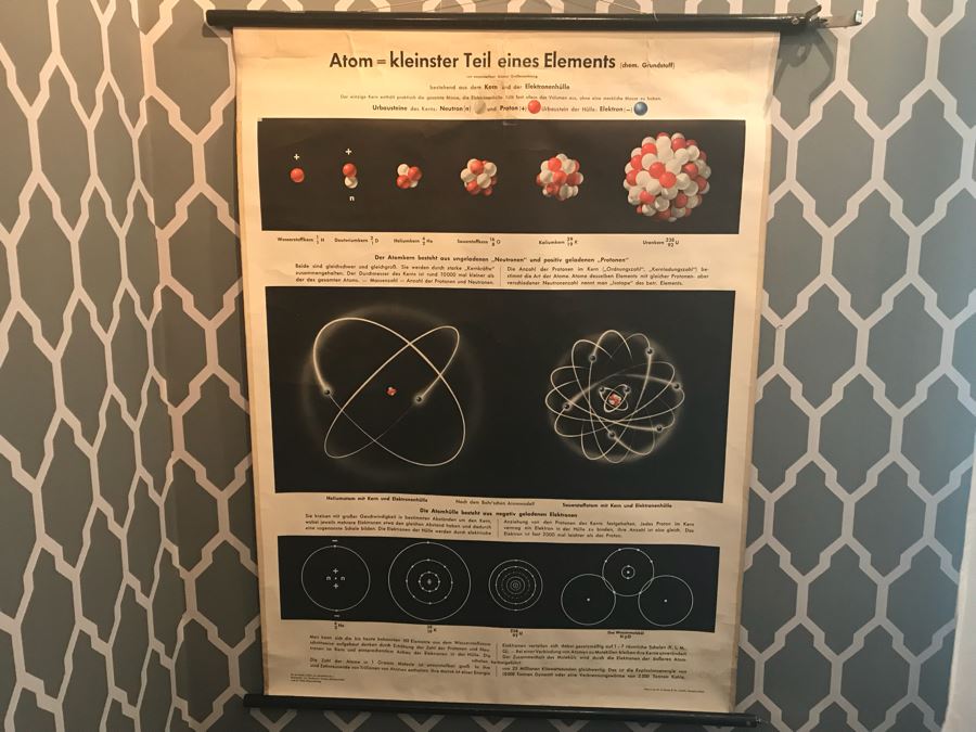 Vintage 1954 German Scientific Atoms School Learning Chart By Dr. Te Neues & Co 33' x 46' [Photo 2]