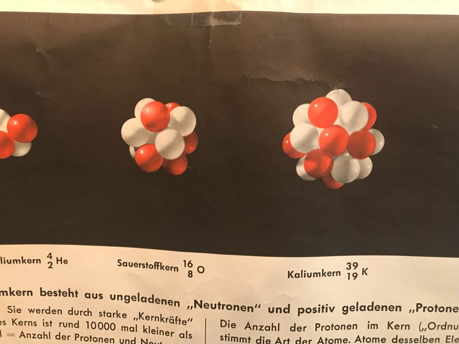 Vintage 1954 German Scientific Atoms School Learning Chart By Dr. Te Neues & Co 33' x 46' [Photo 5]