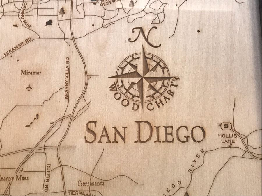 Natural Birch Plywood Topographical Ocean Map Of San Diego Coastline 24.5' X 31' Retails $298 [Photo 3]