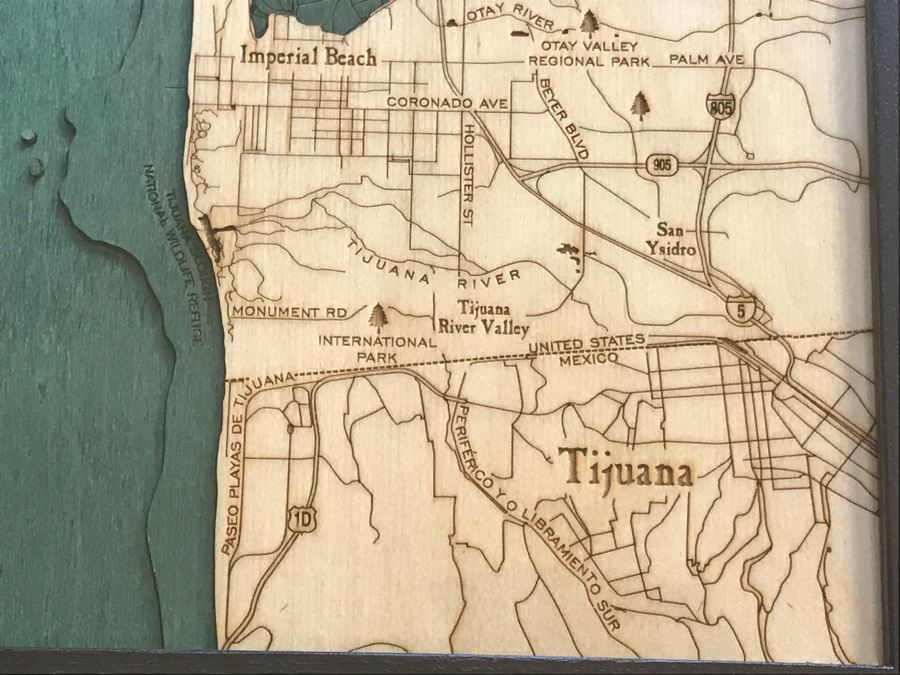 Natural Birch Plywood Topographical Ocean Map Of San Diego Coastline 24.5' X 31' Retails $298 [Photo 9]