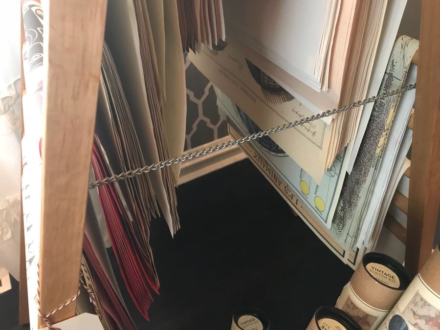 Huge Lot With Wooden Poster Display Stand 57'H (Use For Linens) Filled With Reproduction Vintage Posters, DIY Vintage Poster Kits And Wire Basket 14.5'H - See Photos For Details [Photo 17]
