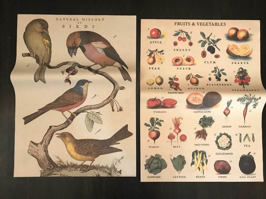 Huge Lot With Wooden Poster Display Stand 57'H (Use For Linens) Filled With Reproduction Vintage Posters, DIY Vintage Poster Kits And Wire Basket 14.5'H - See Photos For Details [Photo 10]