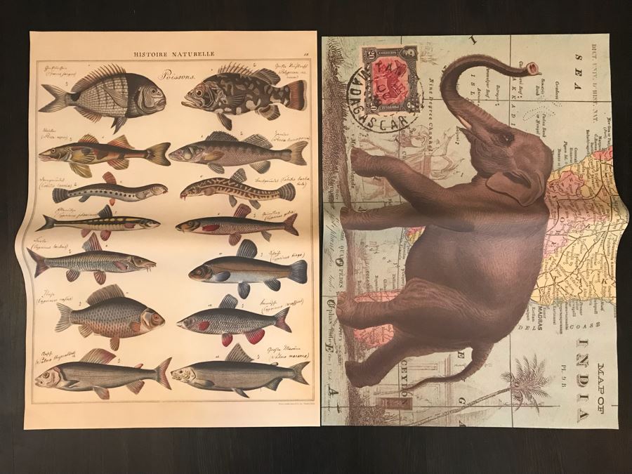 Huge Lot With Wooden Poster Display Stand 57'H (Use For Linens) Filled With Reproduction Vintage Posters, DIY Vintage Poster Kits And Wire Basket 14.5'H - See Photos For Details [Photo 11]