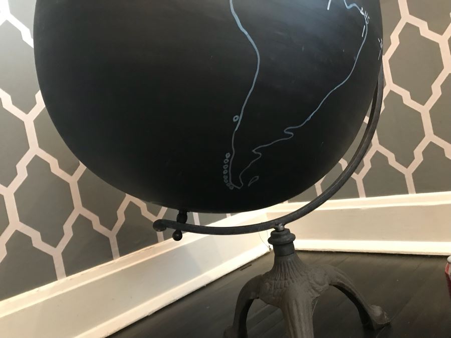 Painted Globe On Wrought Iron Stand [Photo 7]