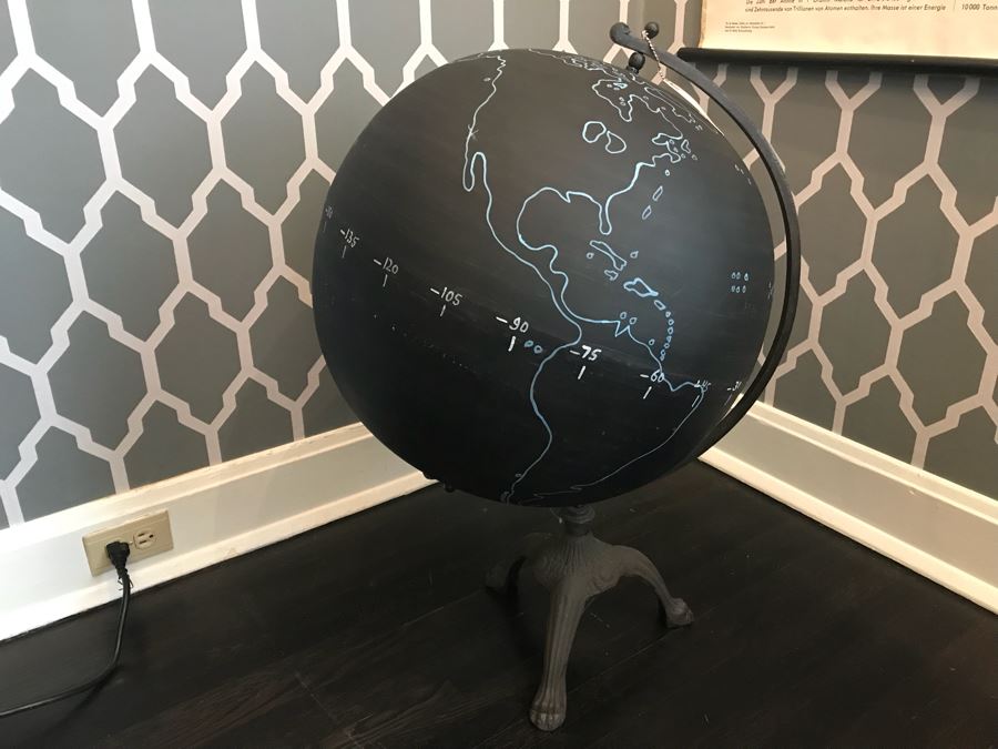 Painted Globe On Wrought Iron Stand [Photo 1]