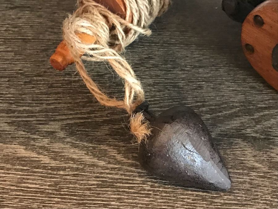 Large Nautical Ship's Pulley, Small Pulley, Plumb Bob And Pair Of New Knot Themed Card Sets Retails Value $250+ [Photo 8]