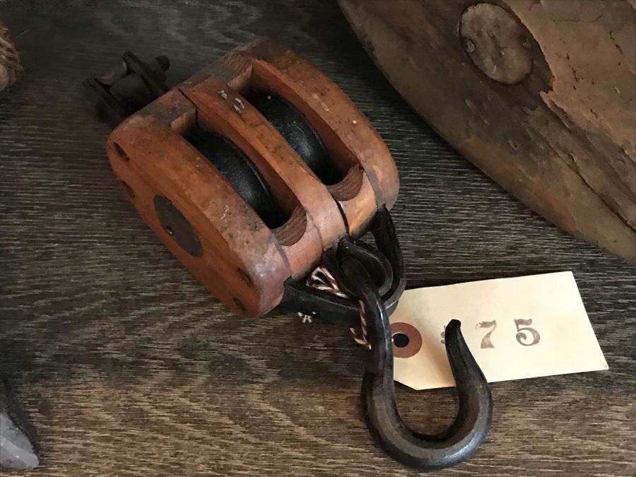 Large Nautical Ship's Pulley, Small Pulley, Plumb Bob And Pair Of New Knot Themed Card Sets Retails Value $250+ [Photo 7]
