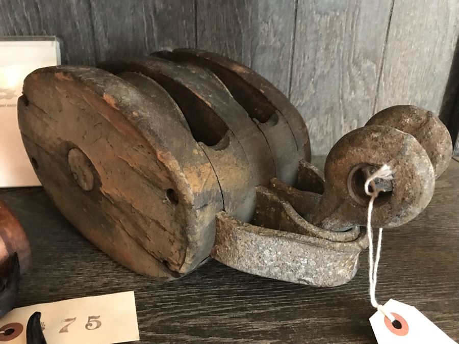 Large Nautical Ship's Pulley, Small Pulley, Plumb Bob And Pair Of New Knot Themed Card Sets Retails Value $250+ [Photo 3]