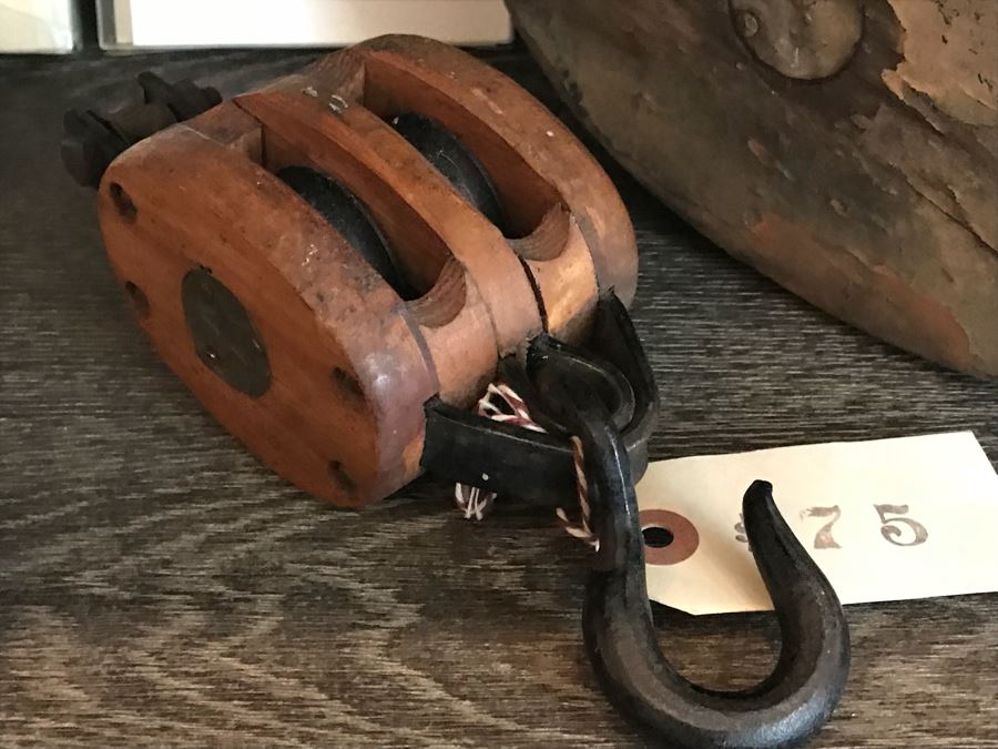 Large Nautical Ship's Pulley, Small Pulley, Plumb Bob And Pair Of New Knot Themed Card Sets Retails Value $250+ [Photo 6]