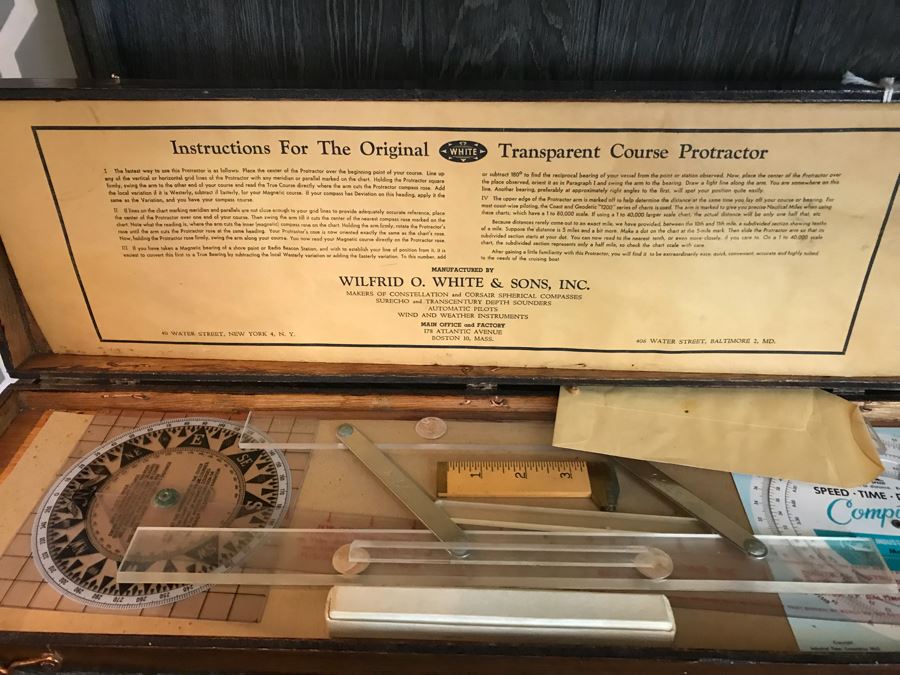 Vintage White Transparent Course Protracter With Original Box And Various Measuring Devices [Photo 2]
