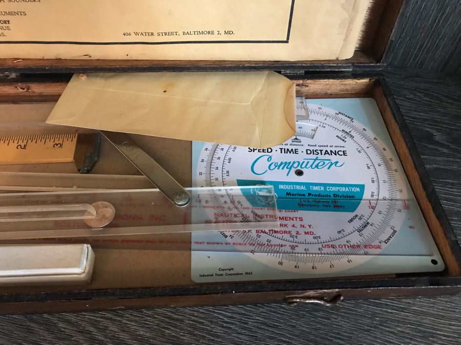 Vintage White Transparent Course Protracter With Original Box And Various Measuring Devices [Photo 6]
