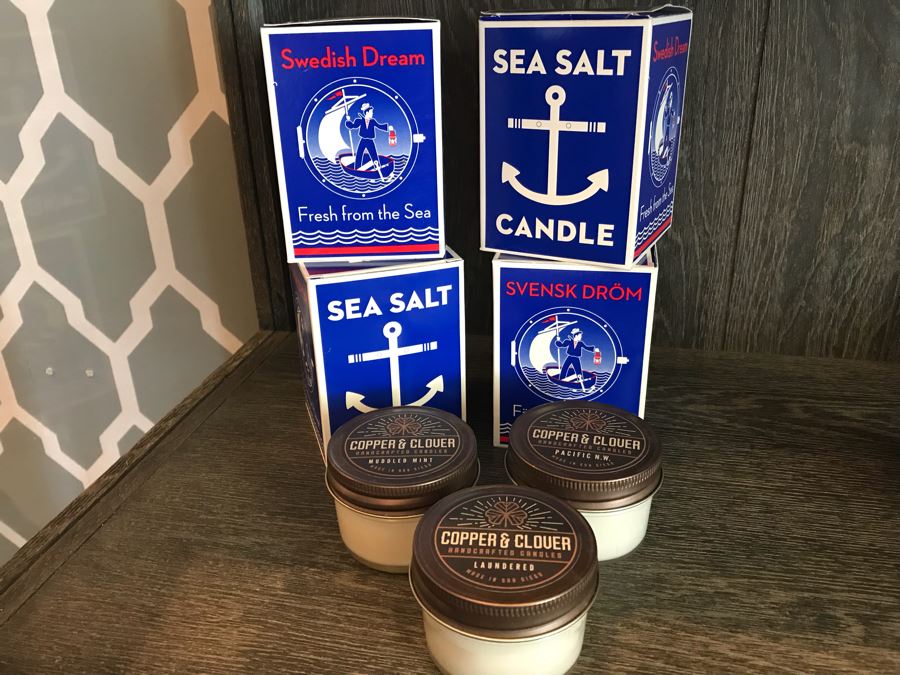 Set Of (4) New Swedish Dream Sea Salt Candles And (3) Copper & Clover Candles Retail $132 [Photo 1]