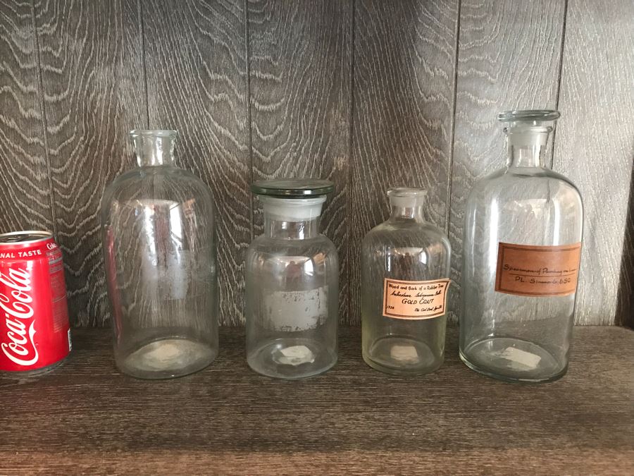 Set Of (4) Clear Glass Medicine Bottles [Photo 1]
