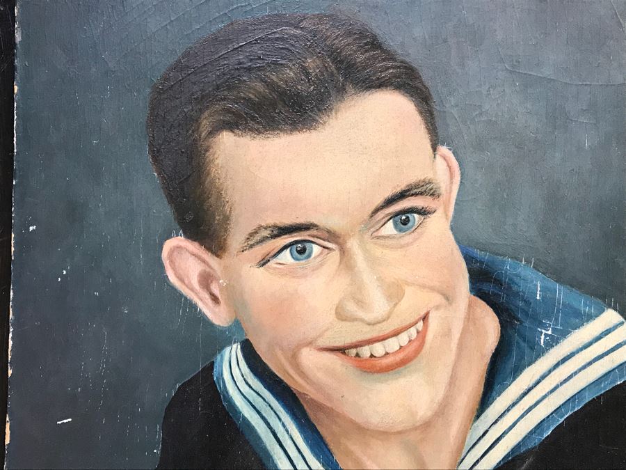 Original Vintage 1949 Sailor Portrait Oil Painting Signed By Metscher 10' X 12' [Photo 3]