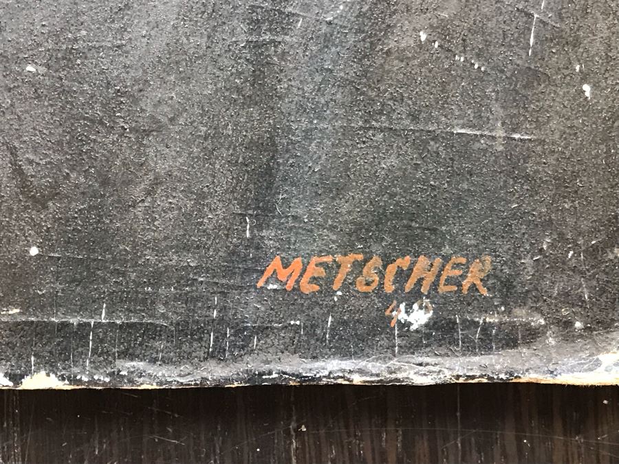 Original Vintage 1949 Sailor Portrait Oil Painting Signed By Metscher 10' X 12' [Photo 5]