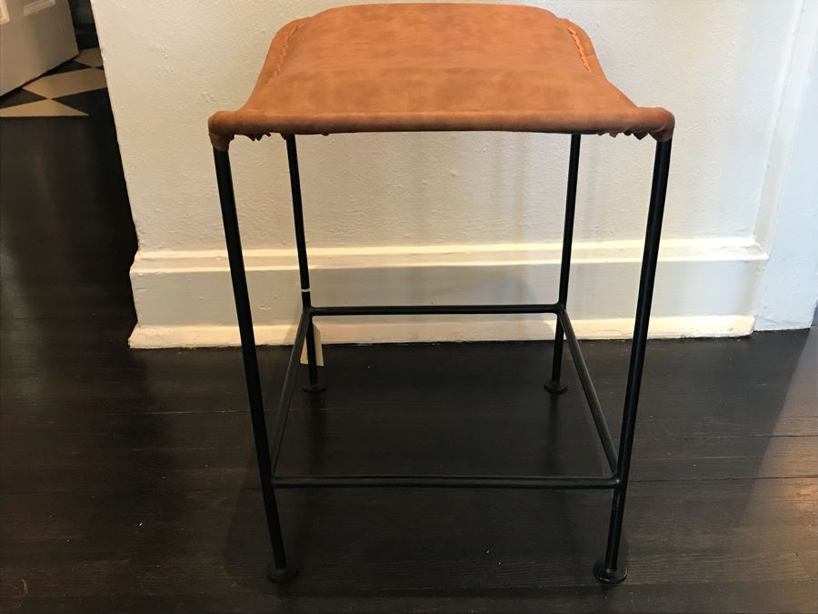 Leather Seat And Metal Base Stool [Photo 5]