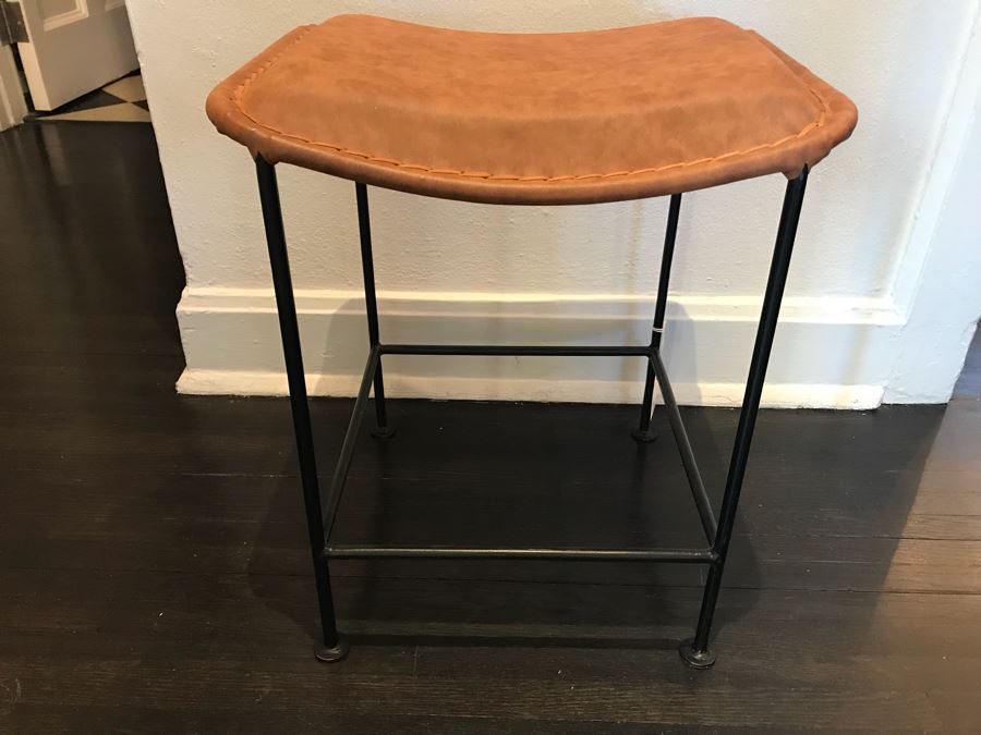 Leather Seat And Metal Base Stool [Photo 1]