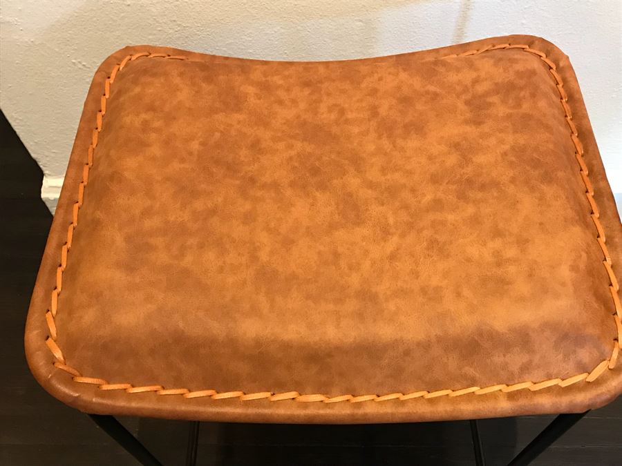 Leather Seat And Metal Base Stool [Photo 3]