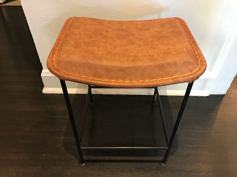 Leather Seat And Metal Base Stool [Photo 2]