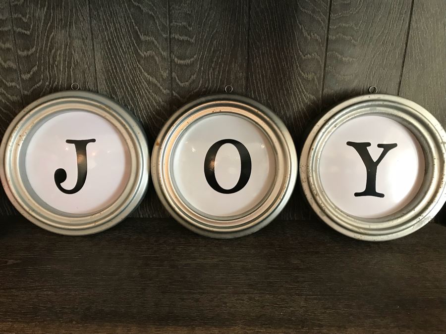 Set Of (3) Metal Framed Tin Letters