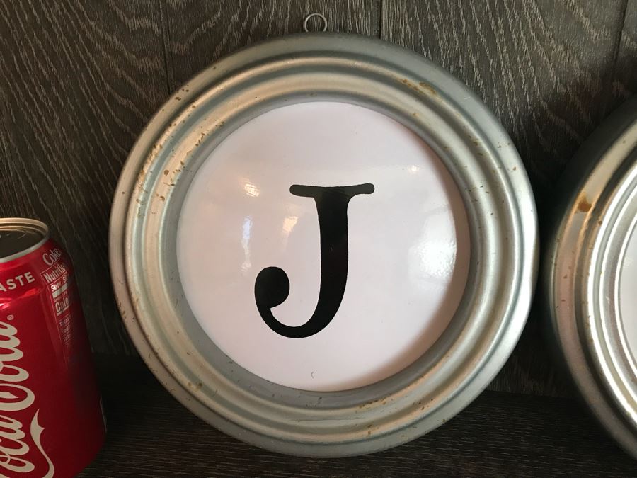 Set Of (3) Metal Framed Tin Letters [Photo 3]