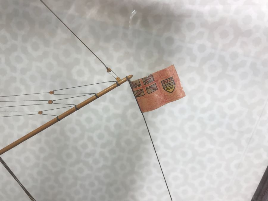 Wooden Sailing Ship Model With Stand Inside Glass Display Case With Plaque Reading Bluenose Circa - 1921 [Photo 11]