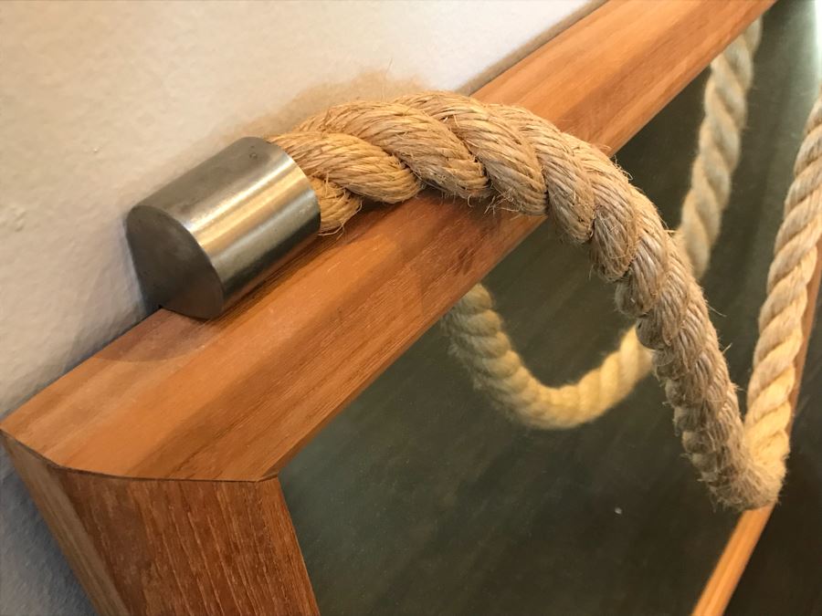 Crate & Barrel Wall Mirror With Rope For Hanging 30' X 30' [Photo 3]