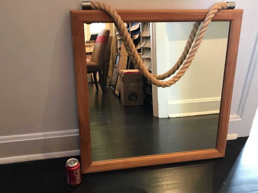 Crate & Barrel Wall Mirror With Rope For Hanging 30' X 30' [Photo 6]