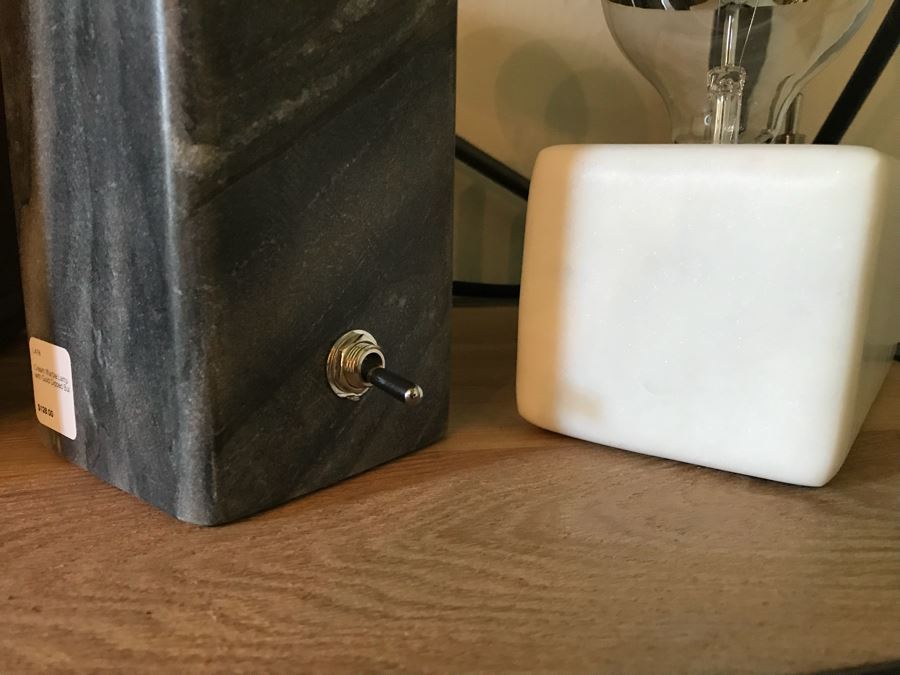 Pair Of Marble Lamps With Gold Dipped Bulbs Retail $260 [Photo 12]