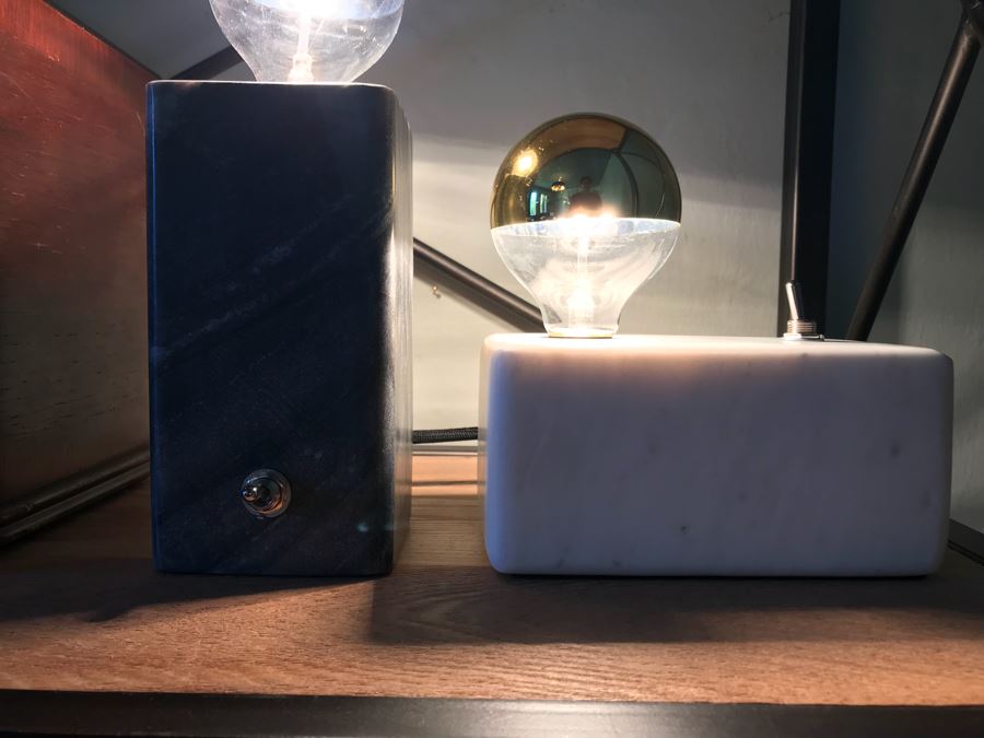 Pair Of Marble Lamps With Gold Dipped Bulbs Retail $260 [Photo 6]