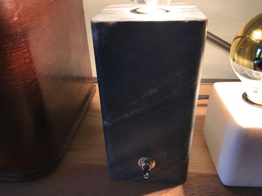 Pair Of Marble Lamps With Gold Dipped Bulbs Retail $260 [Photo 9]