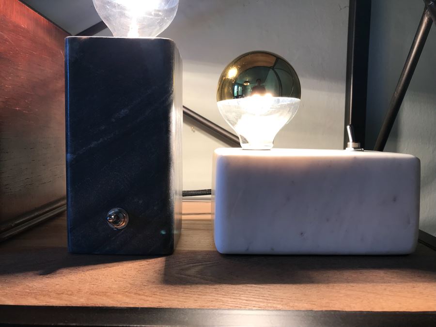 Pair Of Marble Lamps With Gold Dipped Bulbs Retail $260 [Photo 5]